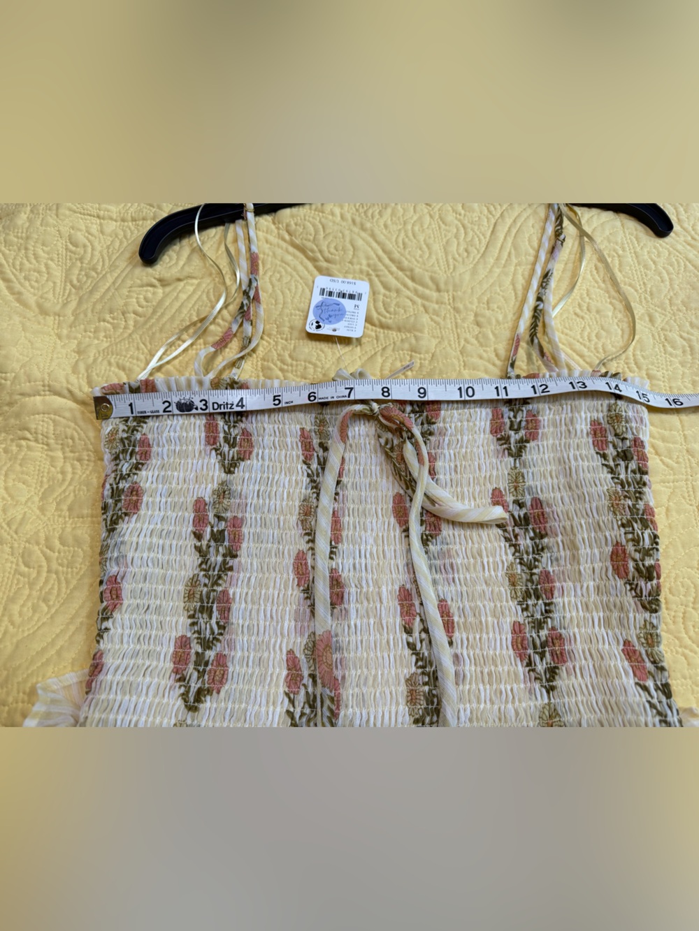 H077 NWT Free People Yellow XS ptp13-18 Floral High-Low Tiered Dress - Picture 6 of 12